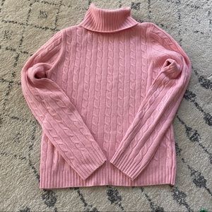 J. Crew | Pink Merino Cashmere Turtleneck Sweater